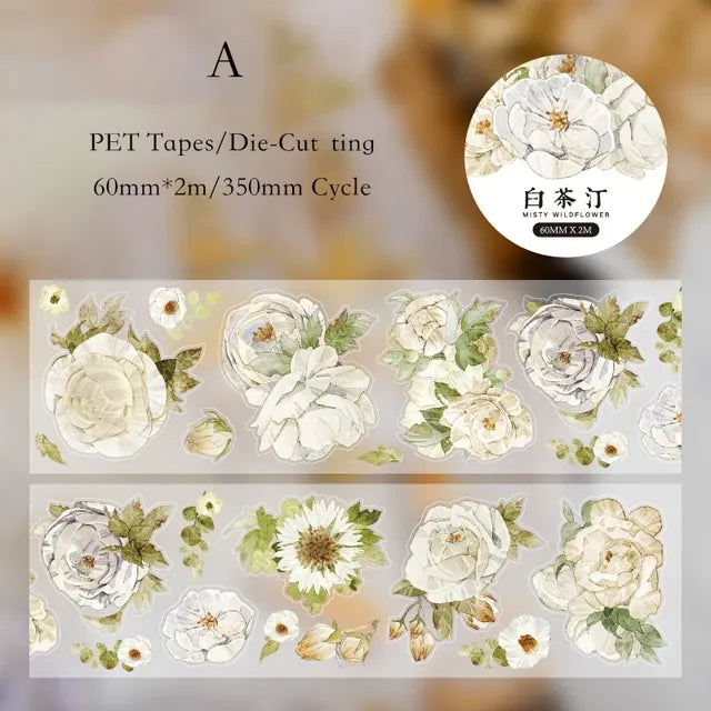 Four Seasons Flower Theme Die-Cut Pet Tape - Journal Carnival