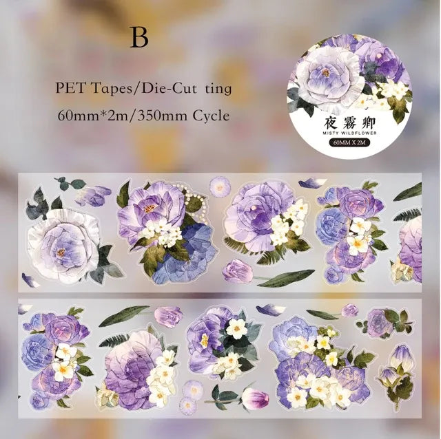 Four Seasons Flower Theme Die-Cut Pet Tape - Journal Carnival