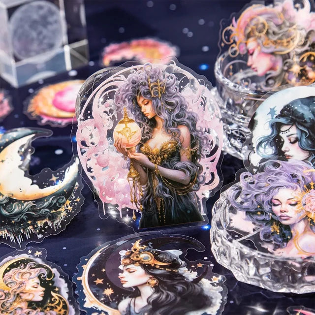Moon Goddess Series Vintage Character PET Sticker - Journal Carnival