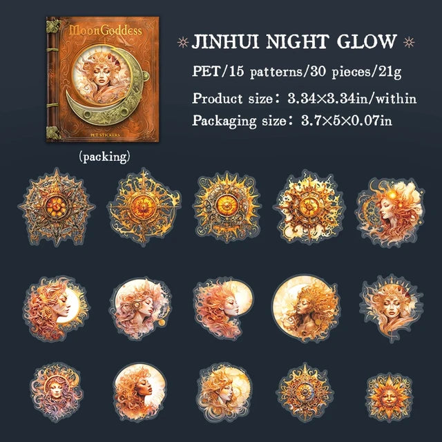 Moon Goddess Series Vintage Character PET Sticker - Journal Carnival