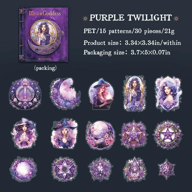 Moon Goddess Series Vintage Character PET Sticker - Journal Carnival