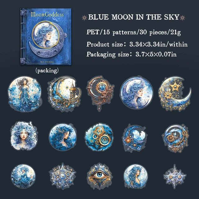 Moon Goddess Series Vintage Character PET Sticker - Journal Carnival