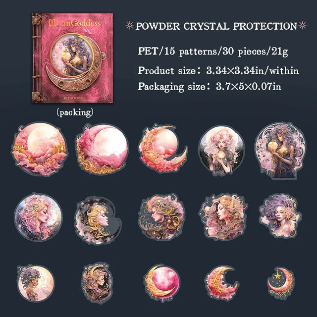 Moon Goddess Series Vintage Character PET Sticker - Journal Carnival
