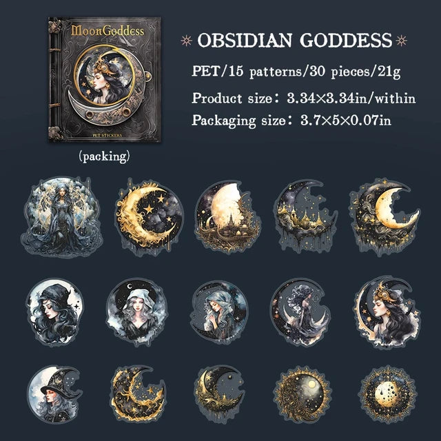 Moon Goddess Series Vintage Character PET Sticker - Journal Carnival