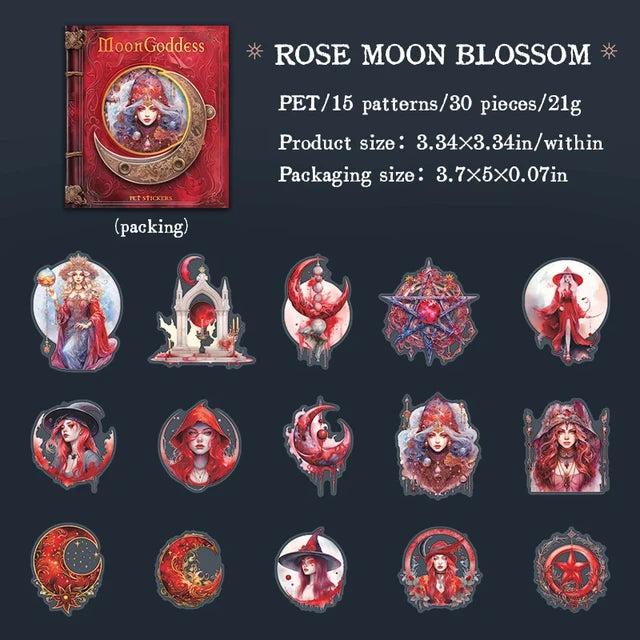 Moon Goddess Series Vintage Character PET Sticker - Journal Carnival