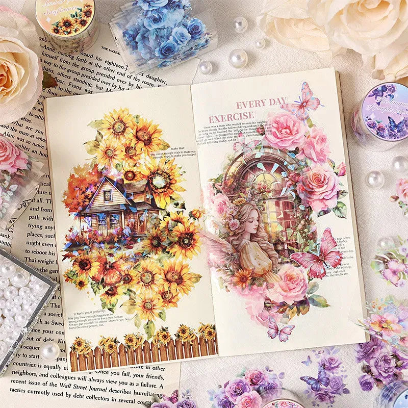 Colorful butterfly flower rhyme Series Pet Tape - Journal Carnival