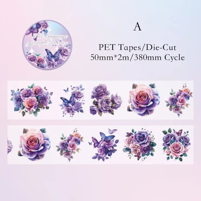 Colorful butterfly flower rhyme Series Pet Tape - Journal Carnival