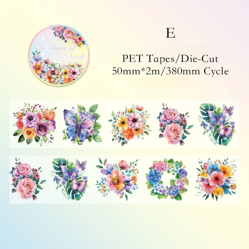Colorful butterfly flower rhyme Series Pet Tape - Journal Carnival