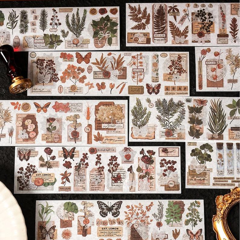 Vintage Nature Sticker Strips Set - Journal Carnival