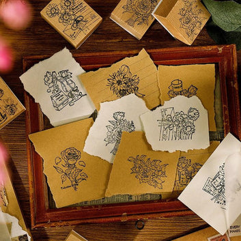 Rose Book Collection Vintage  Wooden Rubber Stamp
