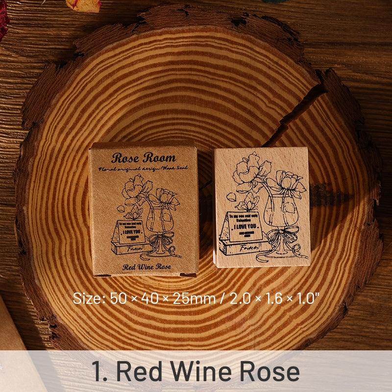 Rose Book Collection Vintage Wooden Rubber Stamp - Journal Carnival