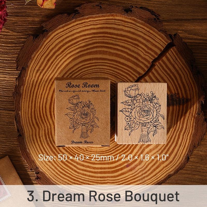 Rose Book Collection Vintage Wooden Rubber Stamp - Journal Carnival