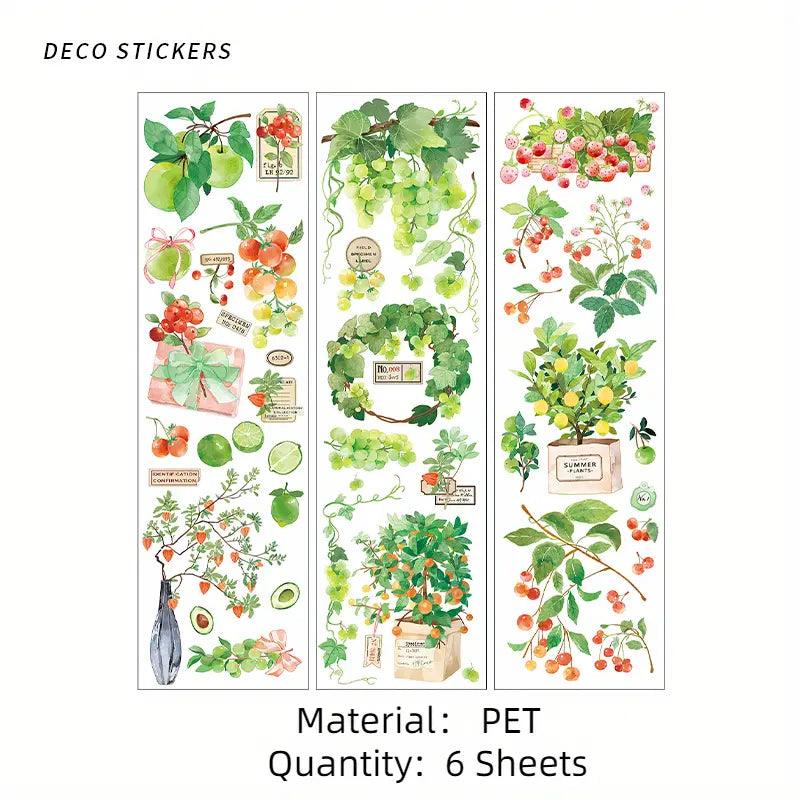 Green Plant Series Retro Journal Stickers - Journal Carnival