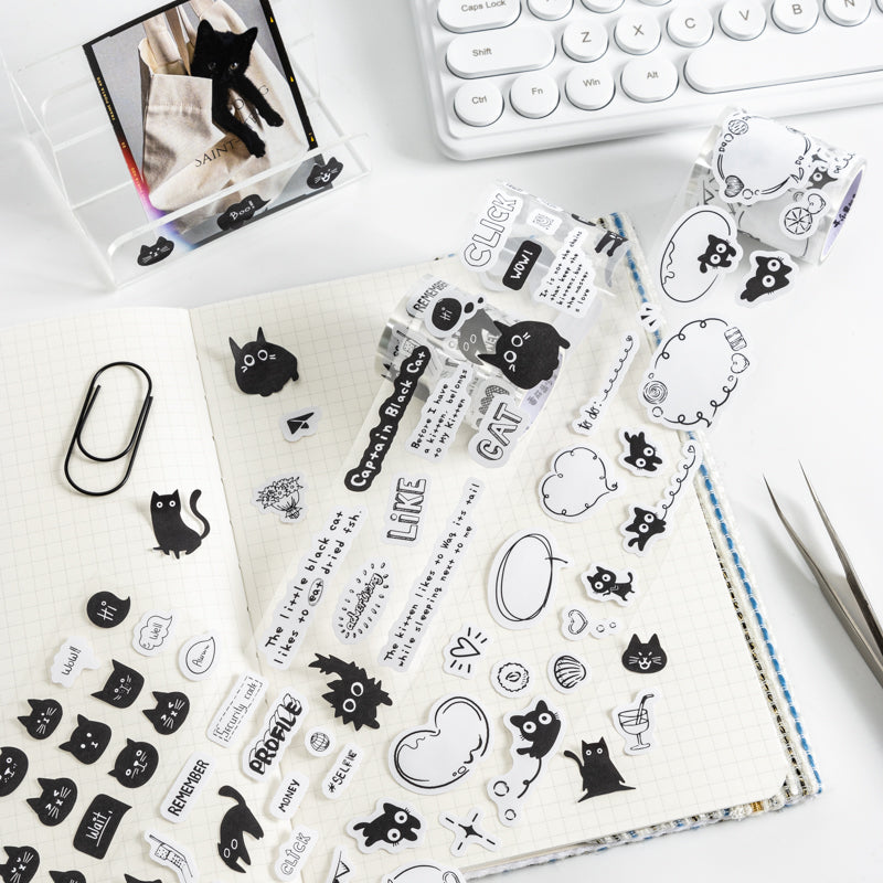 Captain black cat Series die cutting coated paper Tape - Journal Carnival