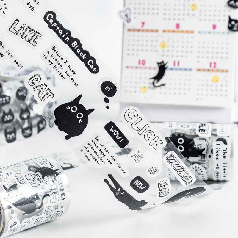 Captain black cat Series die cutting coated paper Tape - Journal Carnival