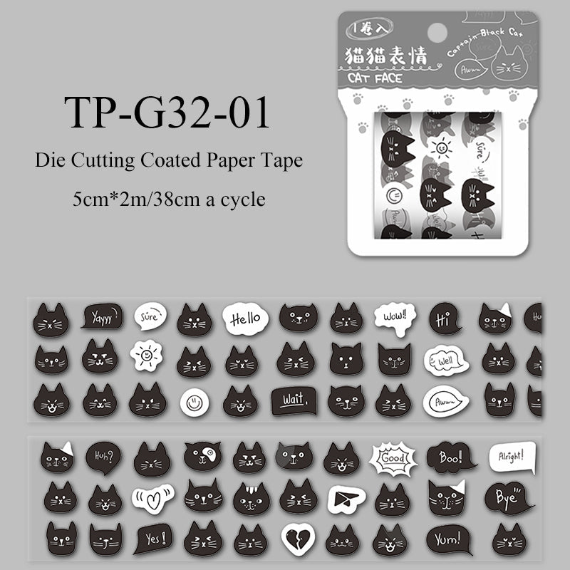 Captain black cat Series die cutting coated paper Tape - Journal Carnival