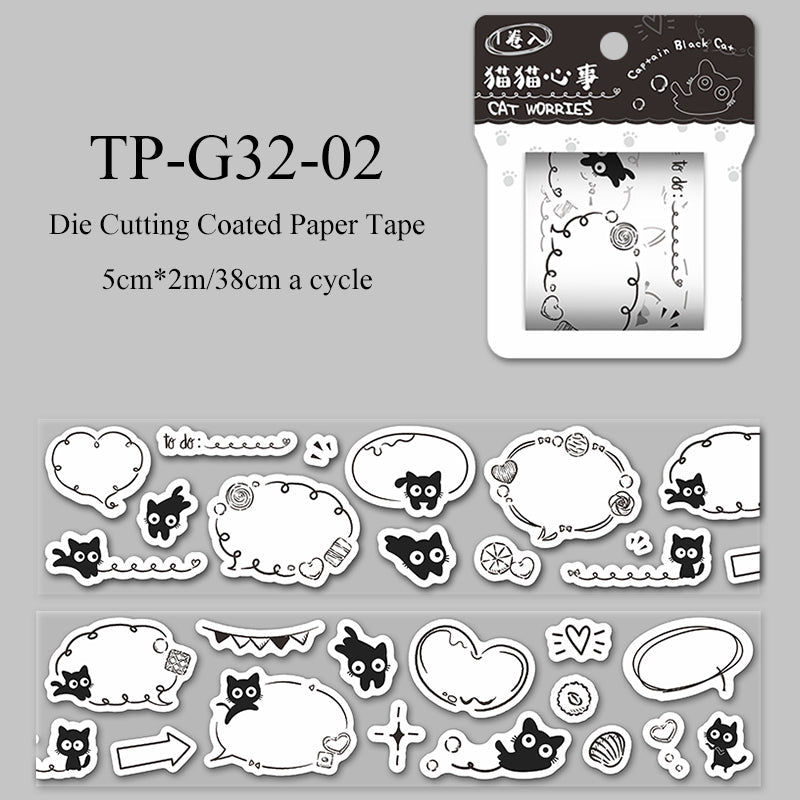 Captain black cat Series die cutting coated paper Tape - Journal Carnival