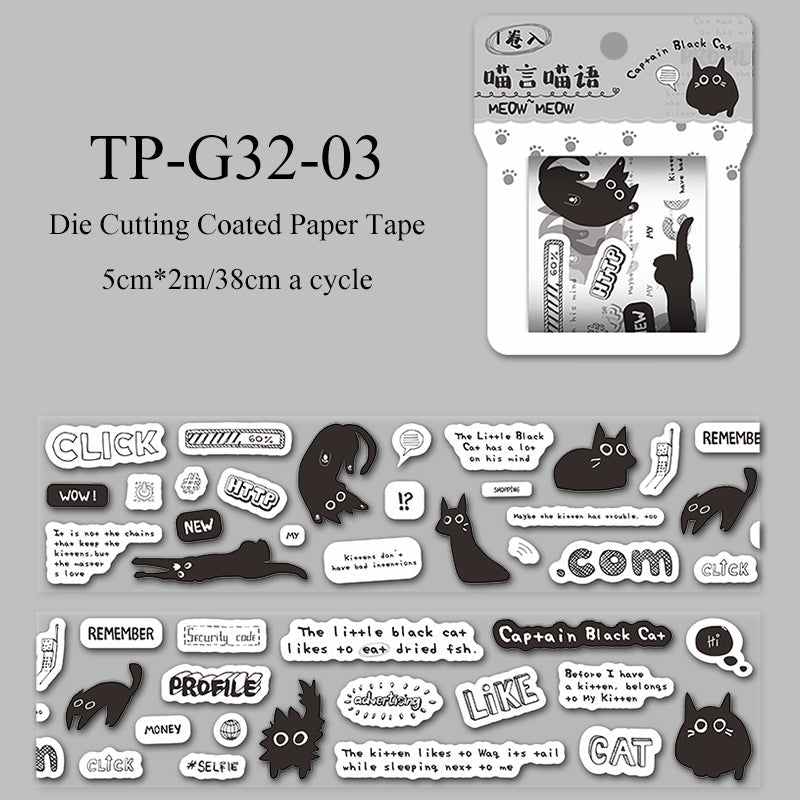 Captain black cat Series die cutting coated paper Tape - Journal Carnival
