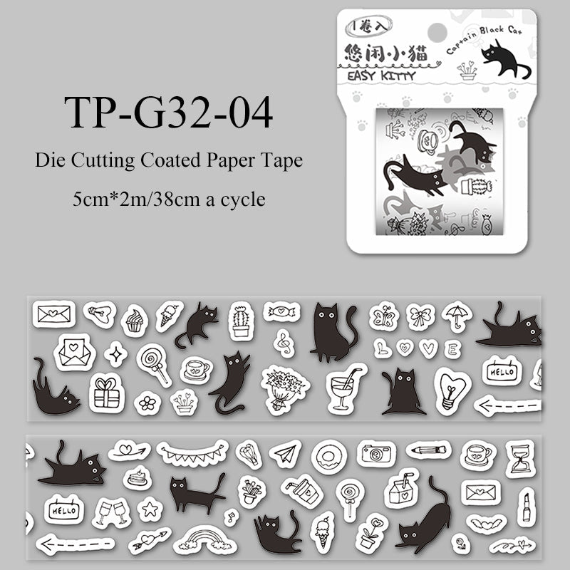 Captain black cat Series die cutting coated paper Tape - Journal Carnival
