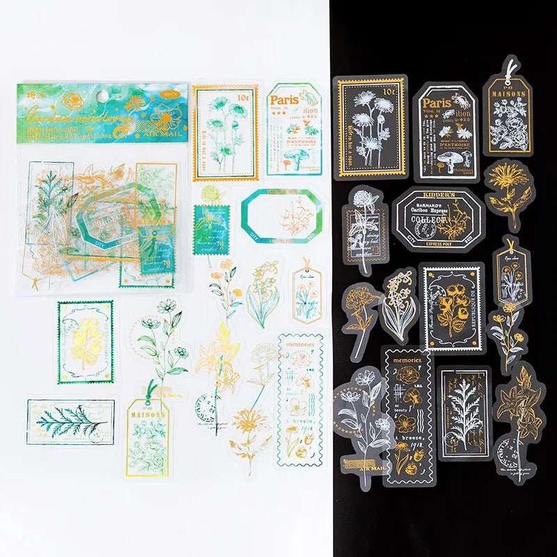 Bronzing white inked Stickers - Journal Carnival