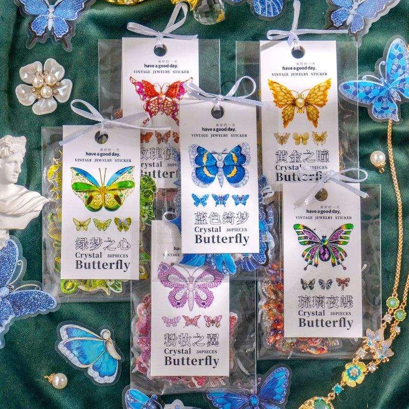Dark Slate Gray Crystal Butterfly Series PET Stickers