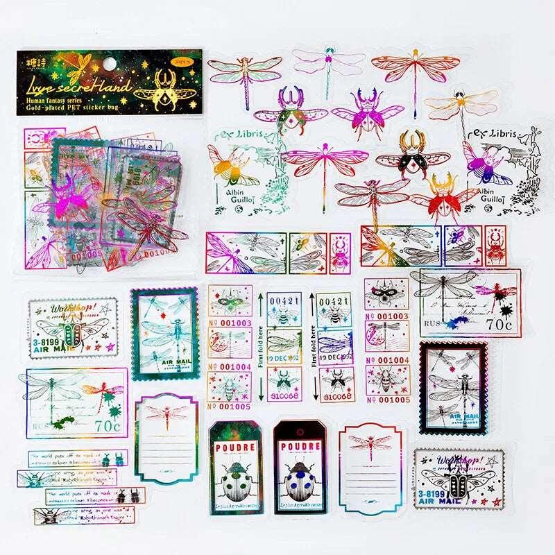Bronzing white inked Stickers - Journal Carnival