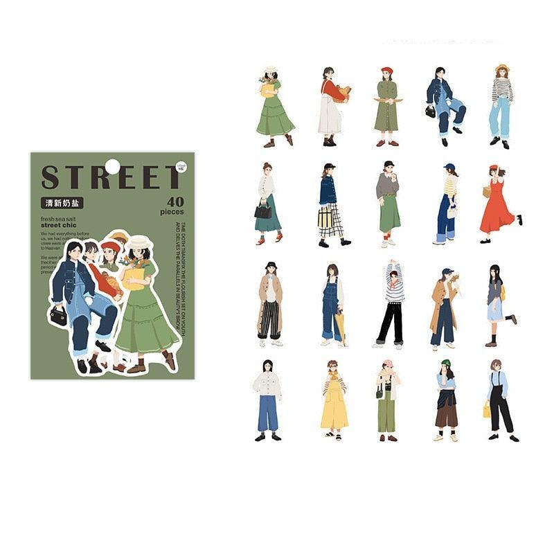 Korean Street Fashion character Sticker - Journal Carnival