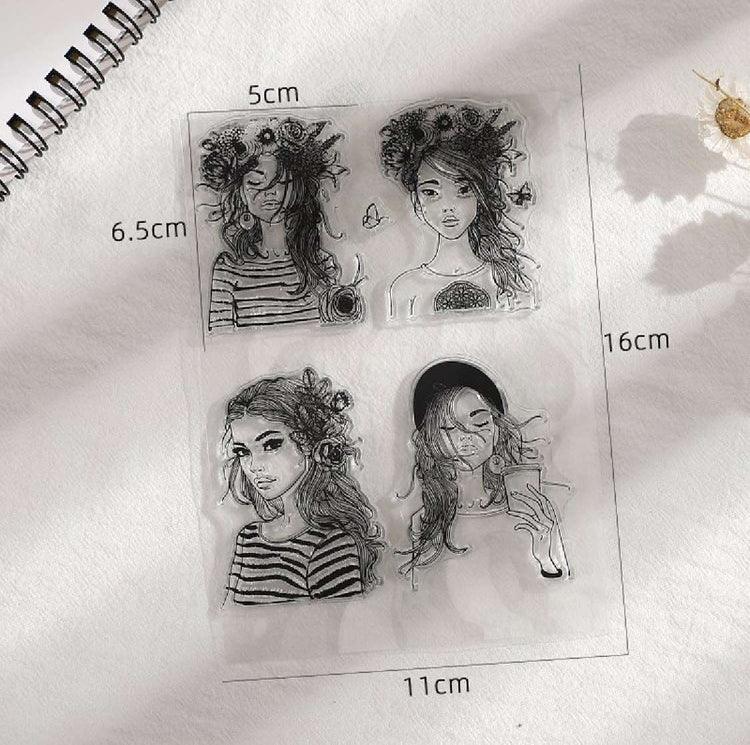 Girl Silicone Stamp - Journal Carnival