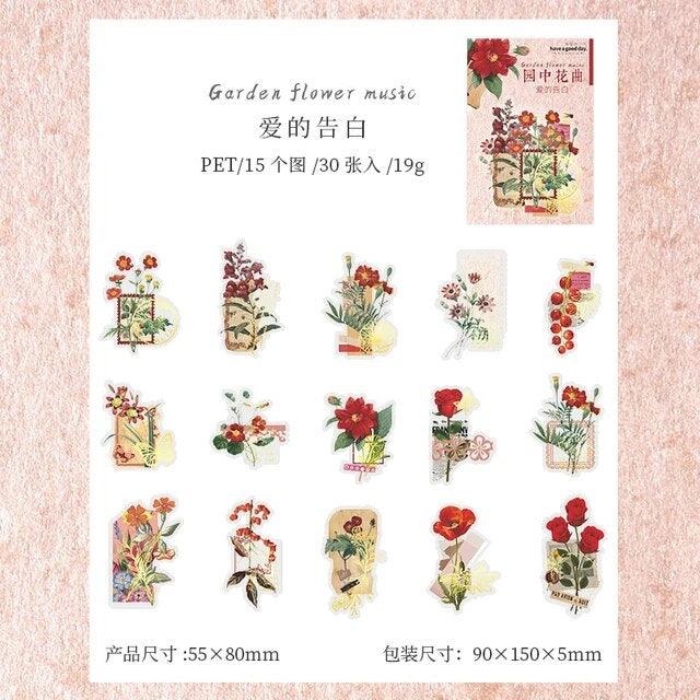 Vintage Brozning Flower Sticker - Journal Carnival