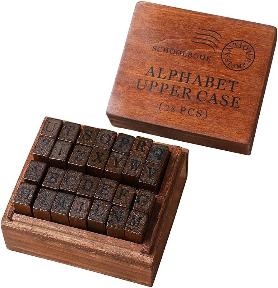 Vintage Wooden Rubber Stamp Set - Journal Carnival