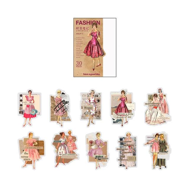 Vintage Fashion Character Stickers - Journal Carnival