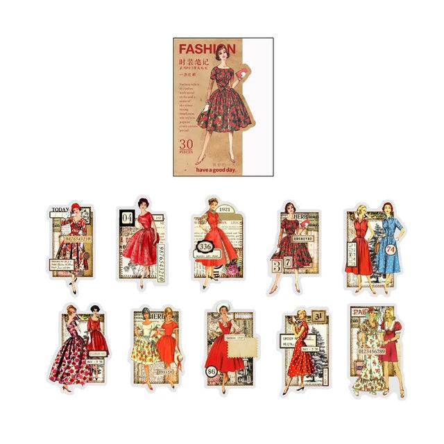 Vintage Fashion Character Stickers - Journal Carnival