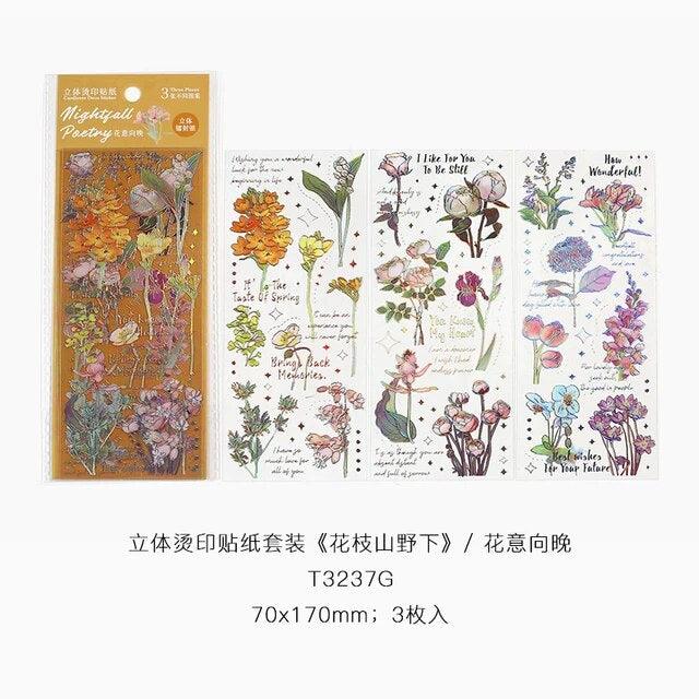 Gold foil Pet flower stickers - Journal Carnival