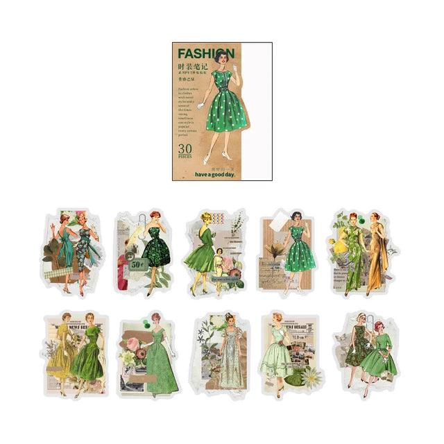 Vintage Fashion Character Stickers - Journal Carnival