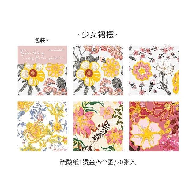 Sparkling Flowers Material Scrapbooking Paper - Journal Carnival