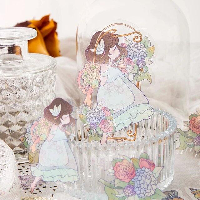 Flower Girl Illustration Pet Sticker - Journal Carnival