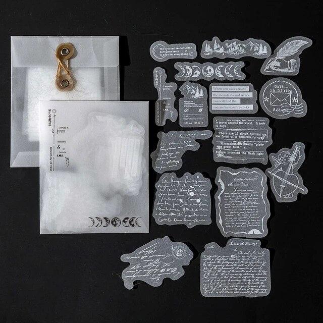 Lace Style White Ink Frame Stickers - Journal Carnival