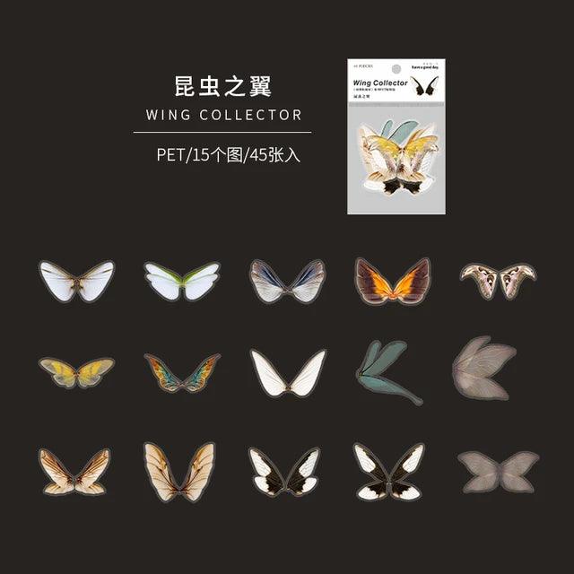 Vintage Frosted Wing Collection PET Stickers - Journal Carnival