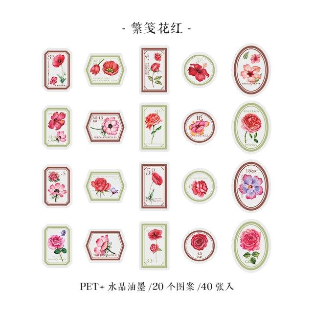 Flower Stamp Style Pet Stickers - Journal Carnival