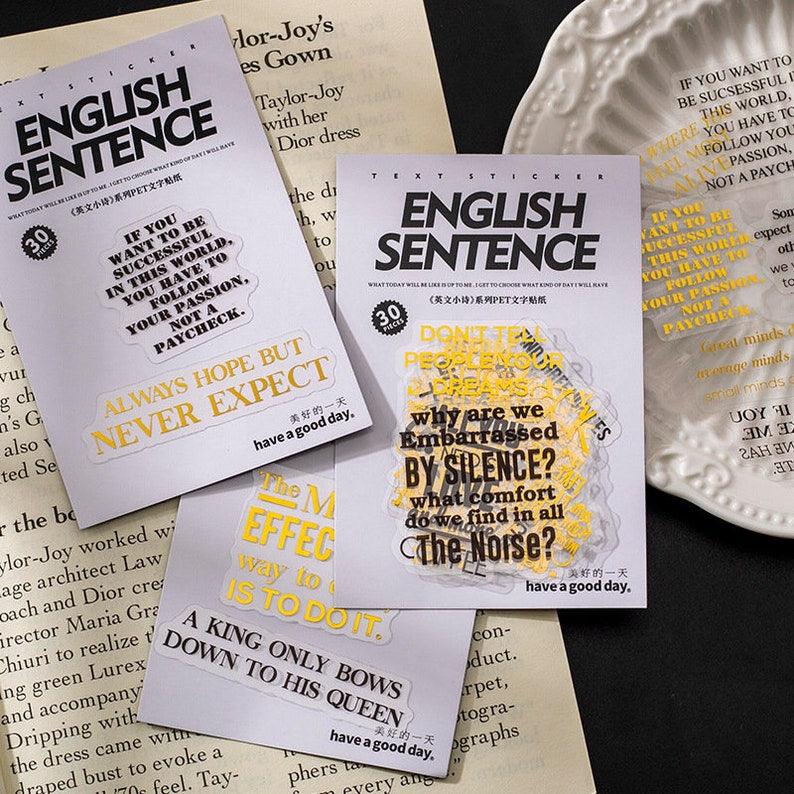 Bronzed English phrases Stickers - Journal Carnival
