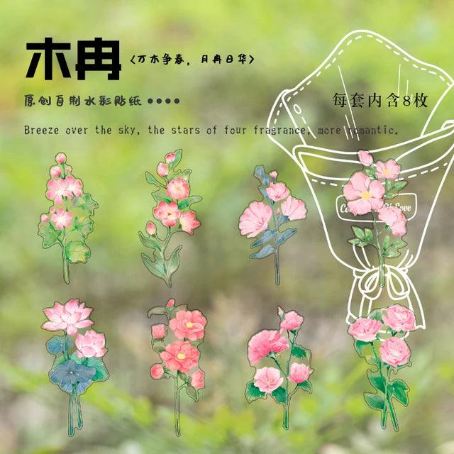Large Size Flower Aesthetic Stickers - Journal Carnival