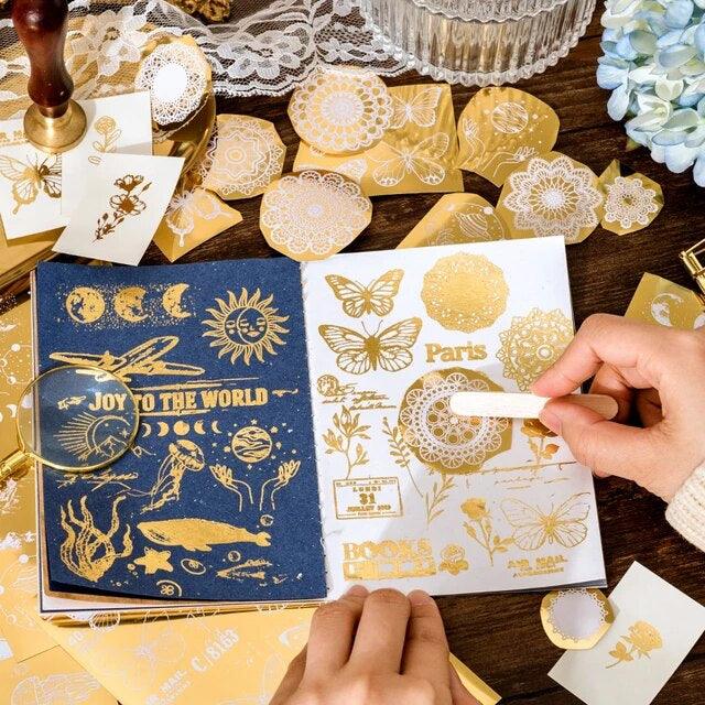 Gold foil Rub-On stickers - Journal Carnival