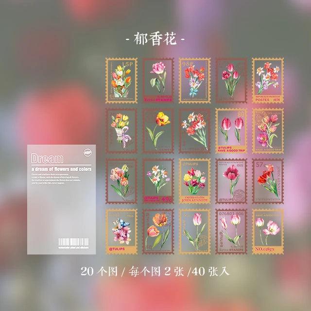 Stamp style Pet flower stickers - Journal Carnival