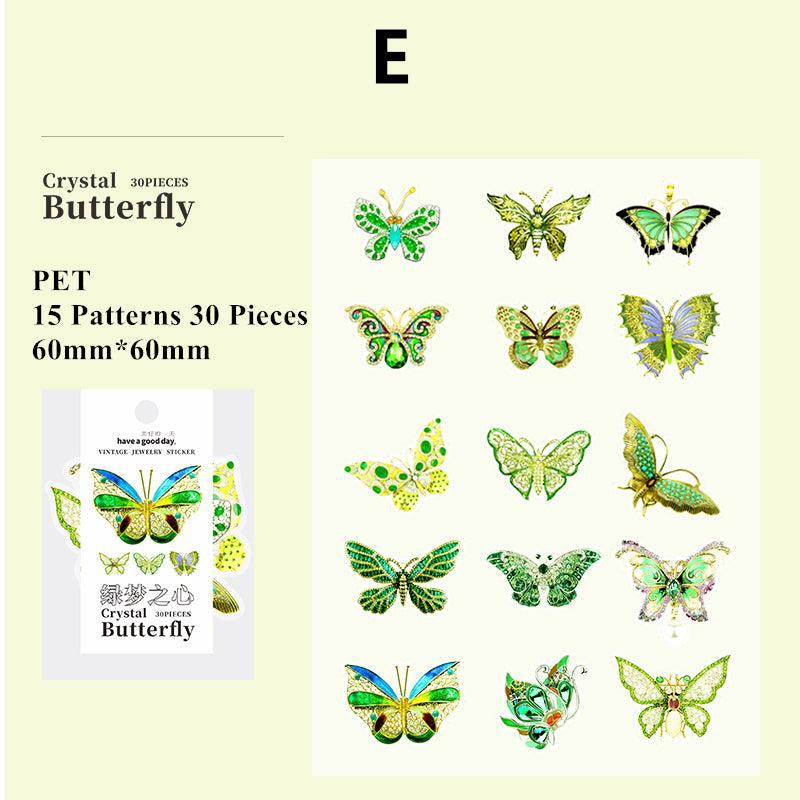 Beige Crystal Butterfly Series PET Stickers