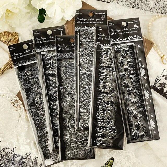 Retro Floral border Sticker - Journal Carnival