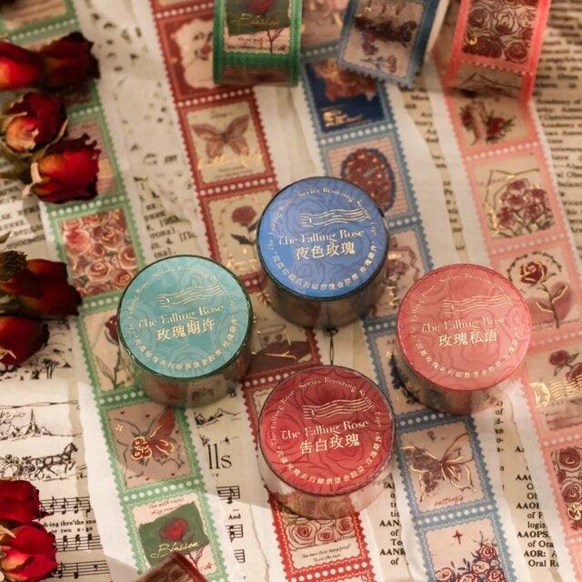 Rose Stamp bronzing Washi Tape - Journal Carnival