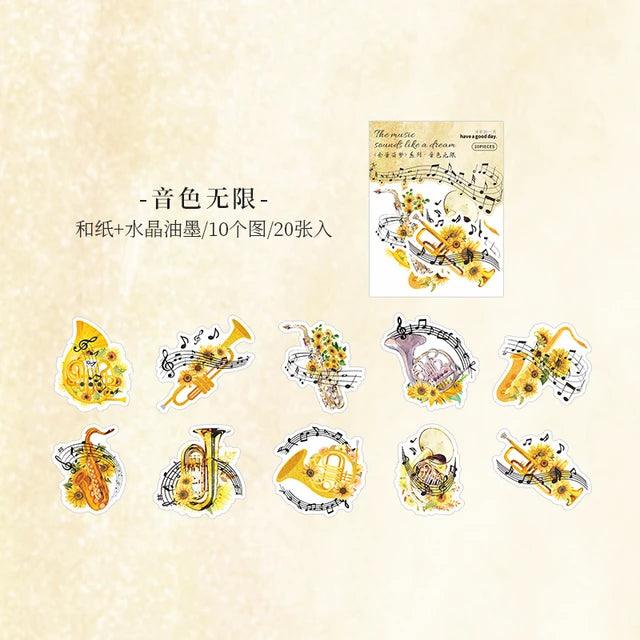 Musical Instruments Crystal Paper Sticker - Journal Carnival