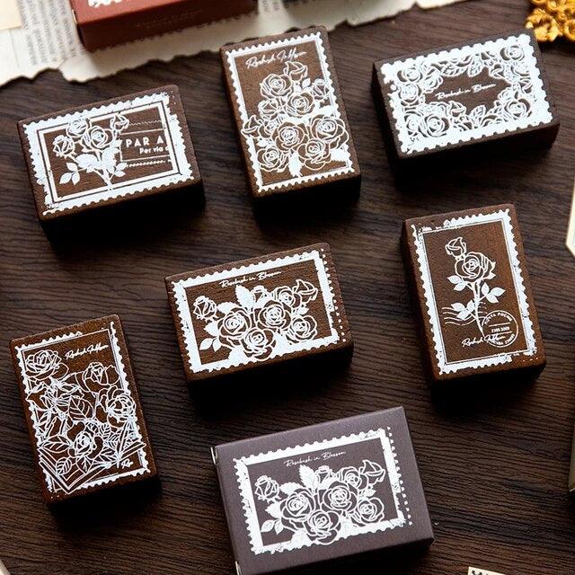 Rose style Wooden Stamp - Journal Carnival
