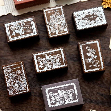 Rose style Wooden Stamp - Journal Carnival