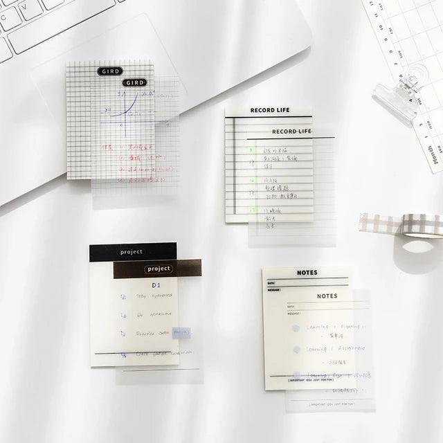 Transparent sticky notes